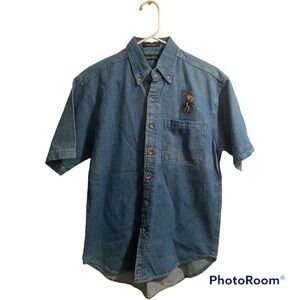 Cypress Denim Ultra Club Button-down Shirt, Womens Small Blue Cowgirl Horse Top